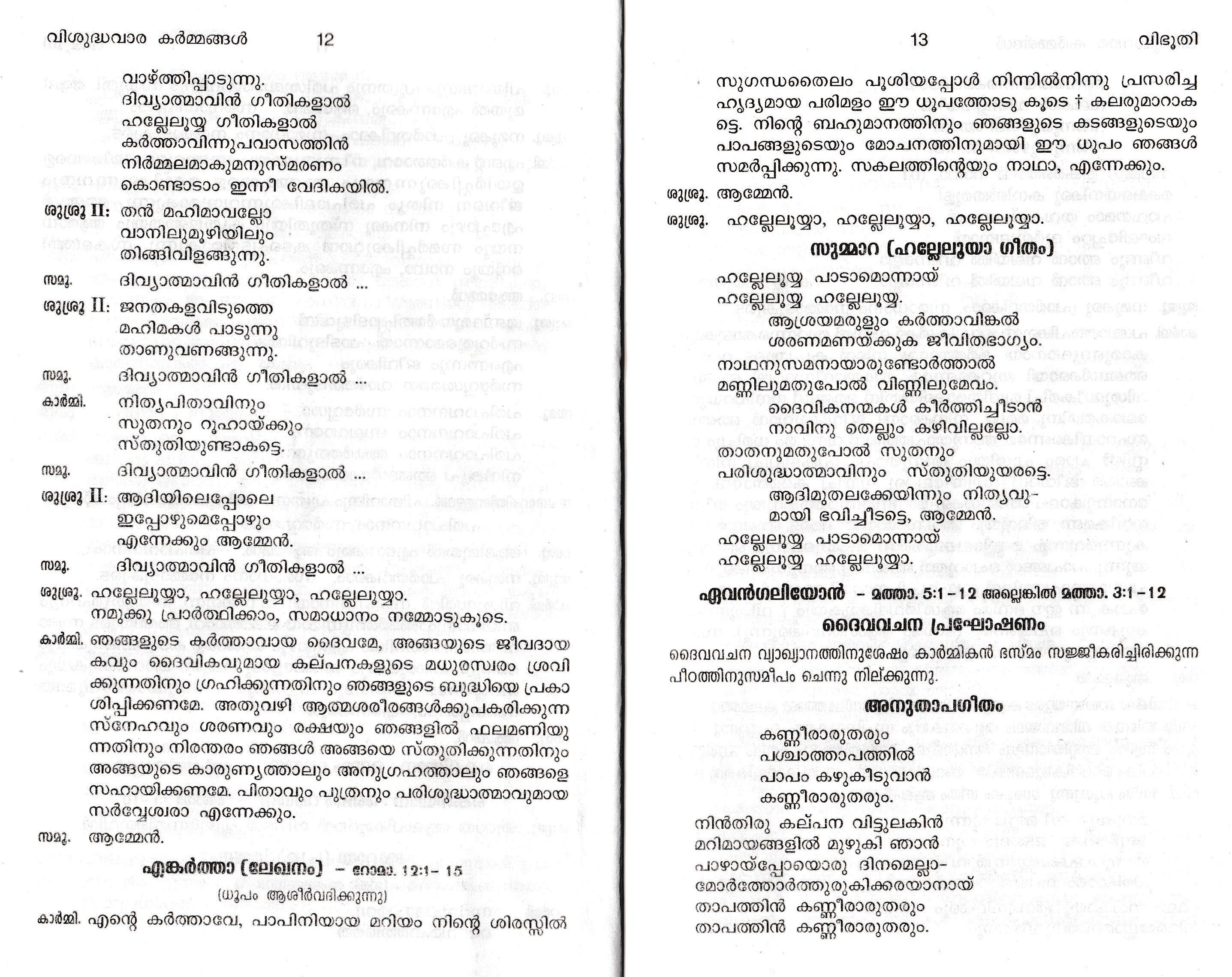 Vibhoothi Liturgy, Syro Malabar Rite P4