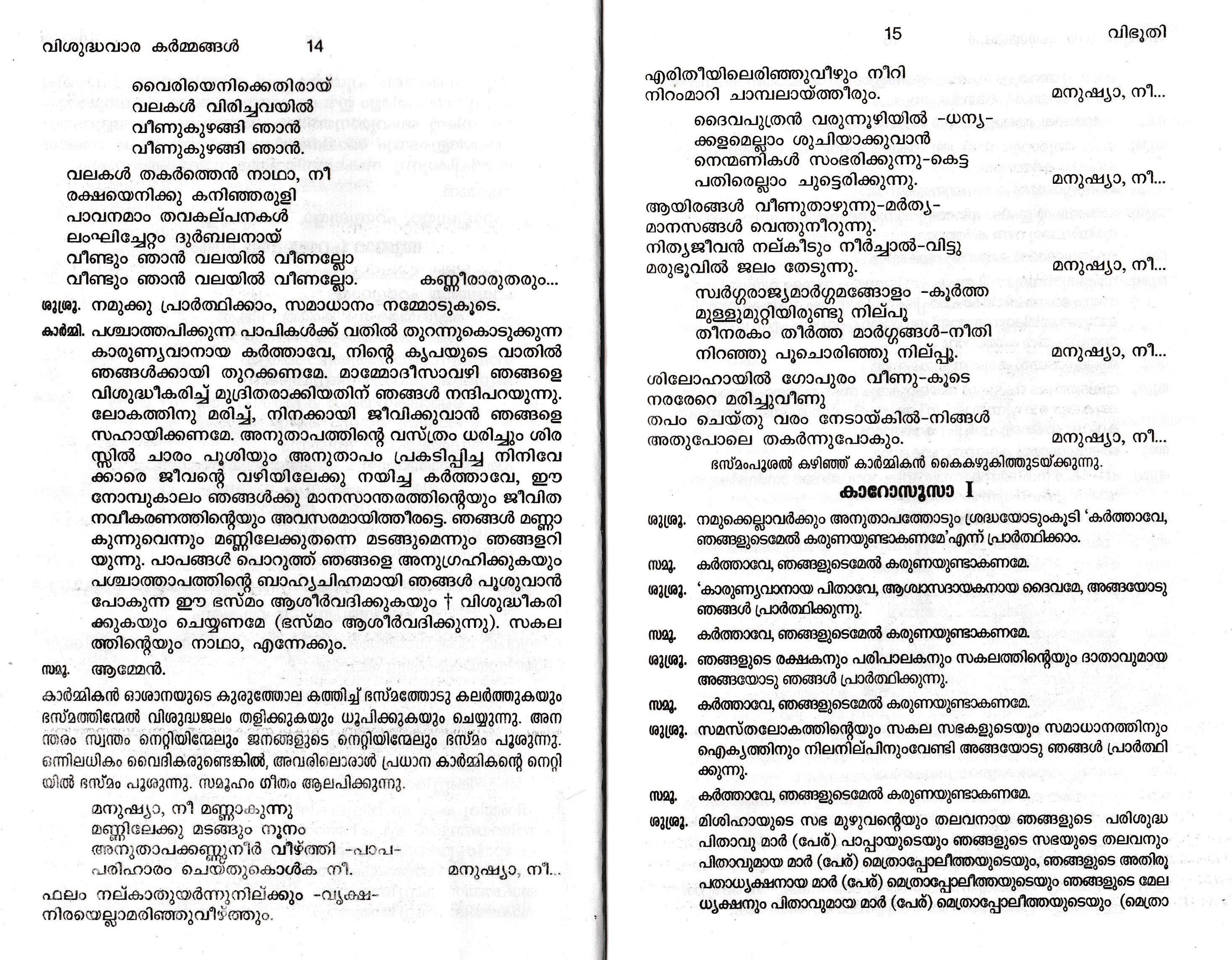 Vibhoothi Liturgy, Syro Malabar Rite P5