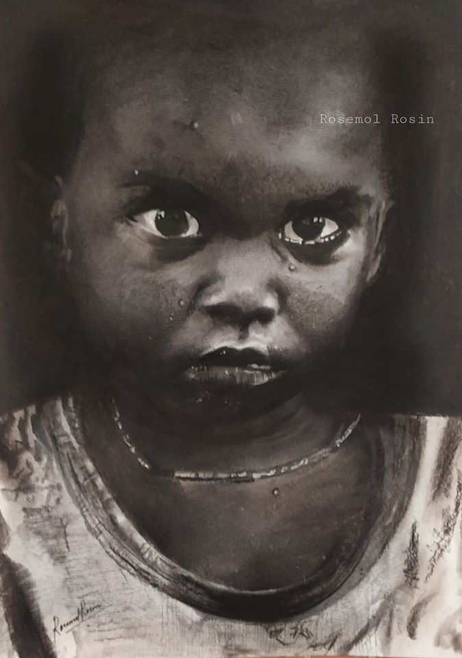 Charcoal Drawing by Rosemol Rosin