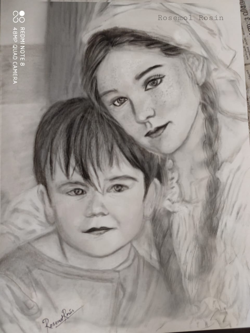 Pencil + Charcol Sketch Rosemol Rosin