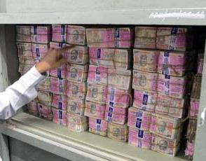 Bundles of Notes in the shelf