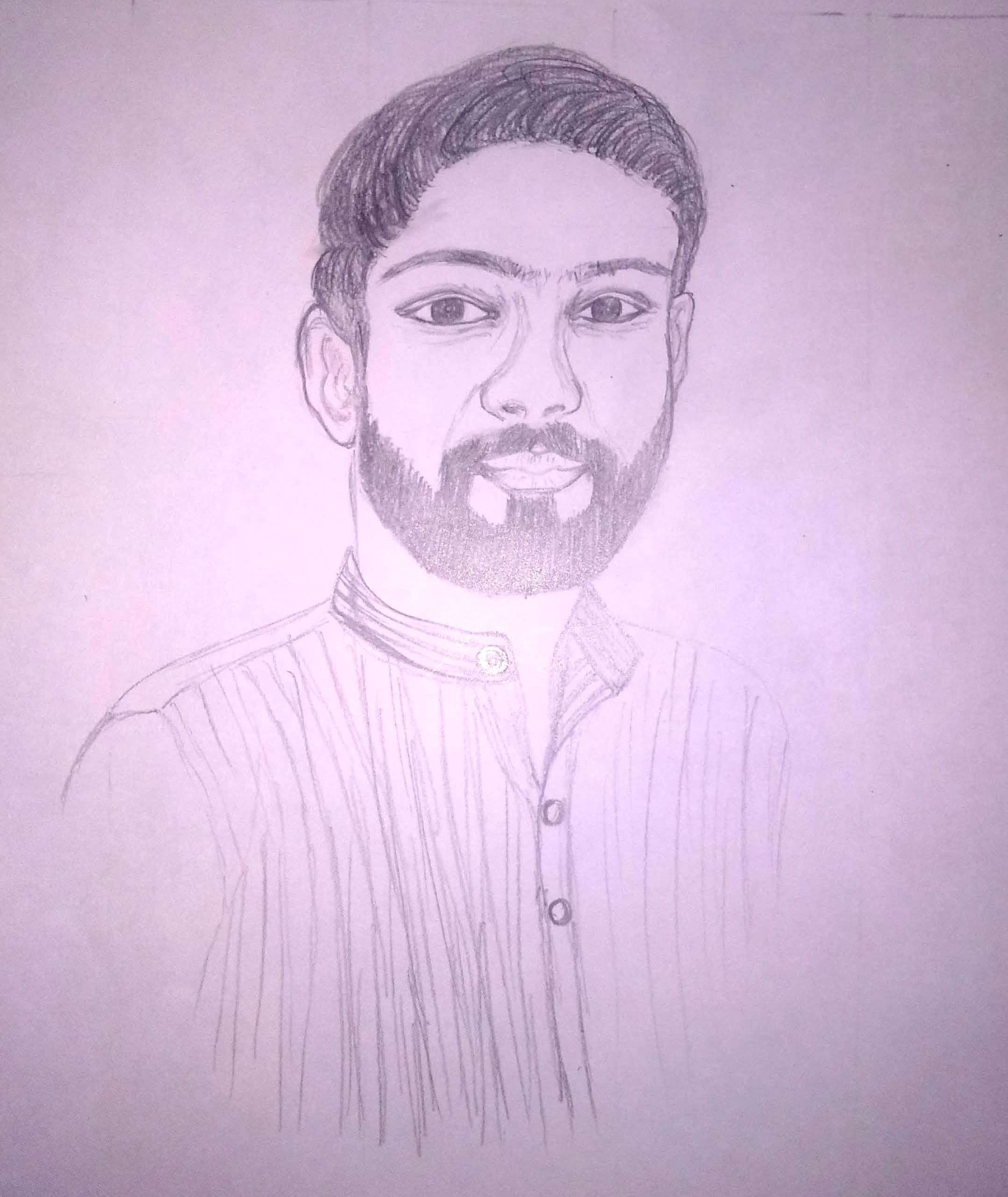 Cute Boy, Pencil Drawing by Ann Mary Rajan