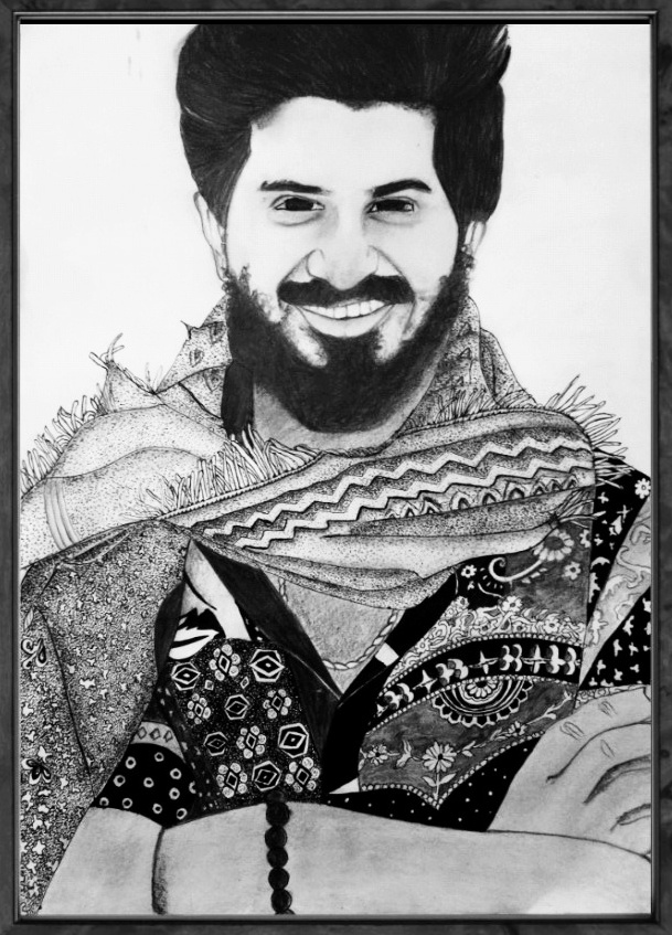 Dulquer Salmaan, Drawing by Juna Anju