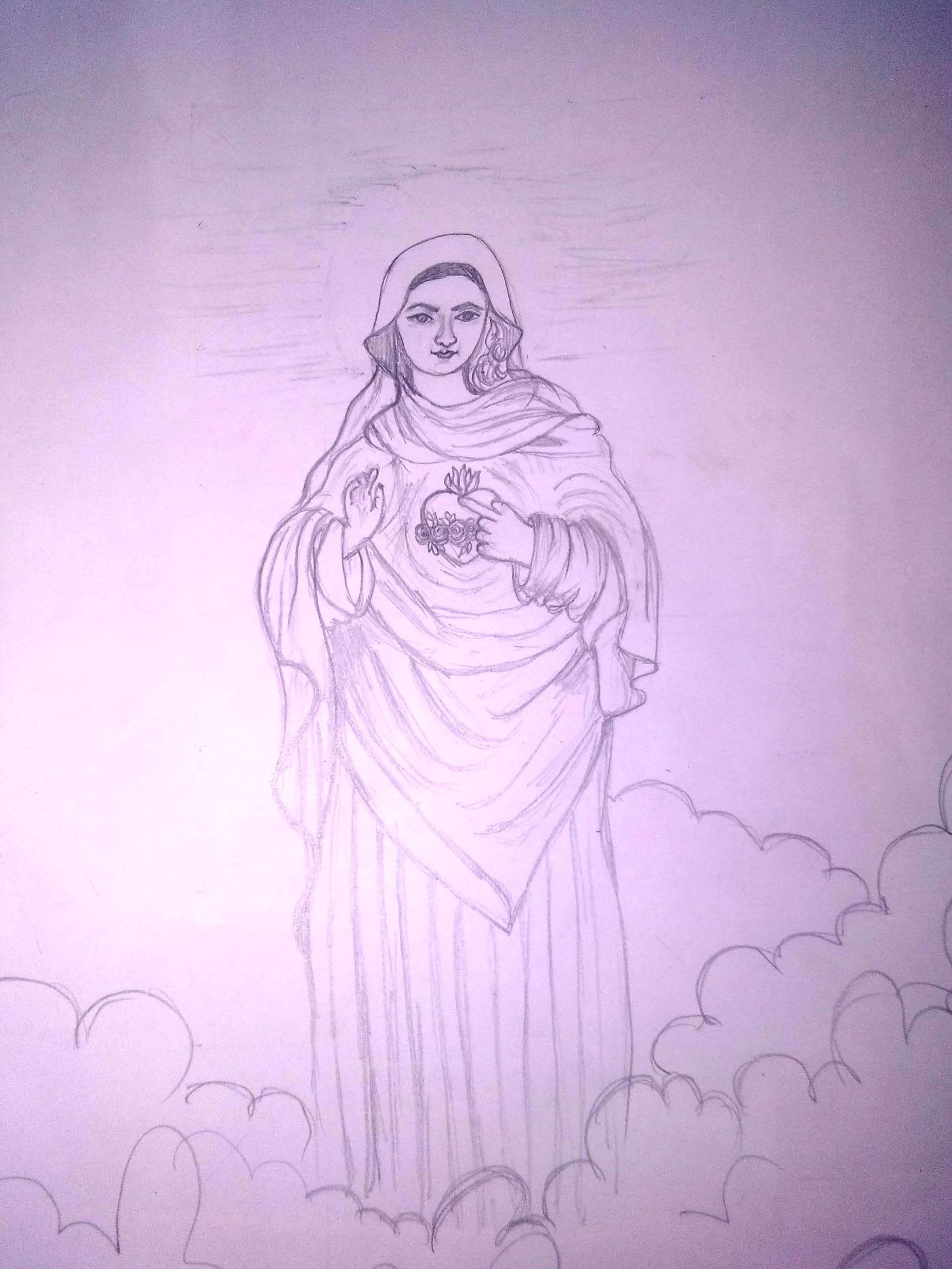 Mother Mary, Drawing, Ann Mary Rajan