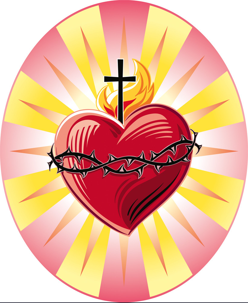 Sacred Heart of Jesus with the symbols of the passion.
