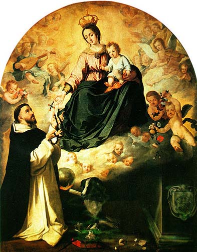 St Dominic Receiving Rosary from Mother Mary