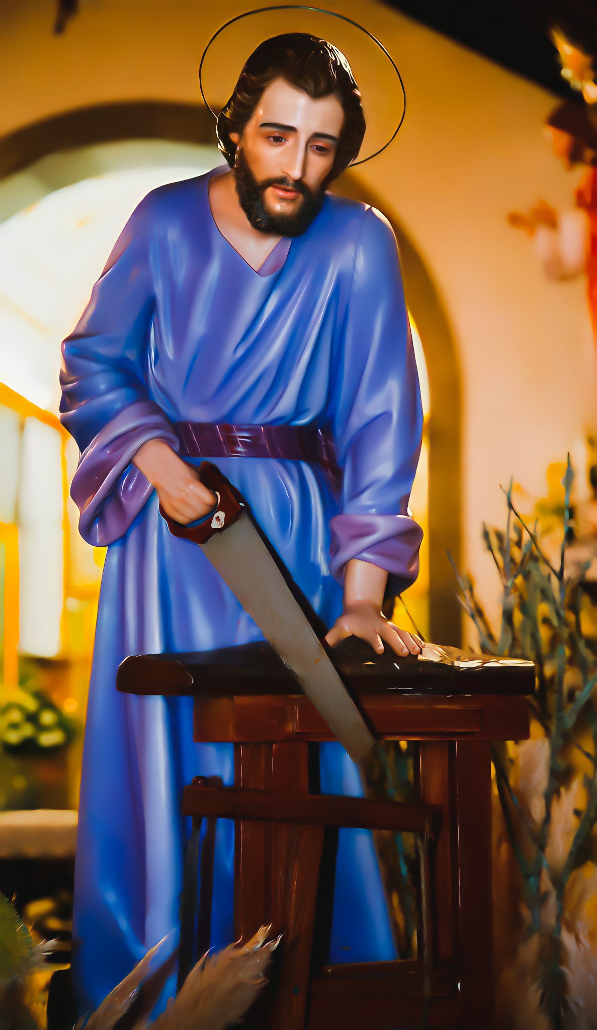 St. Joseph at Work, Statue, HD Image / Wallpaper