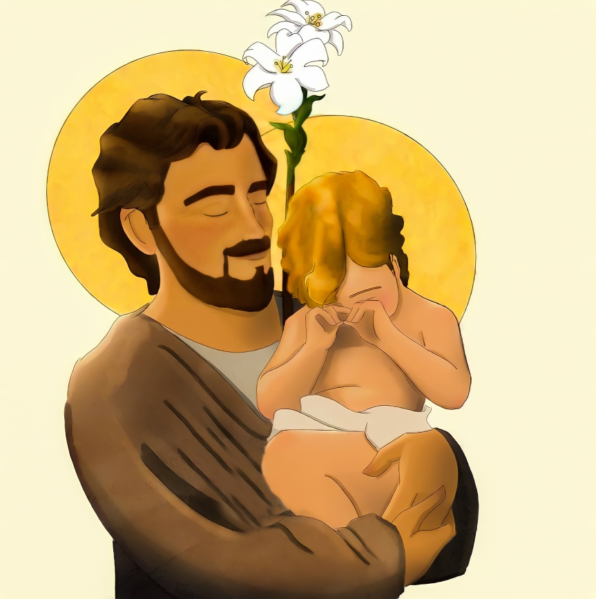 St. Joseph Comforting Child Jesus, HD Image Wallpaper