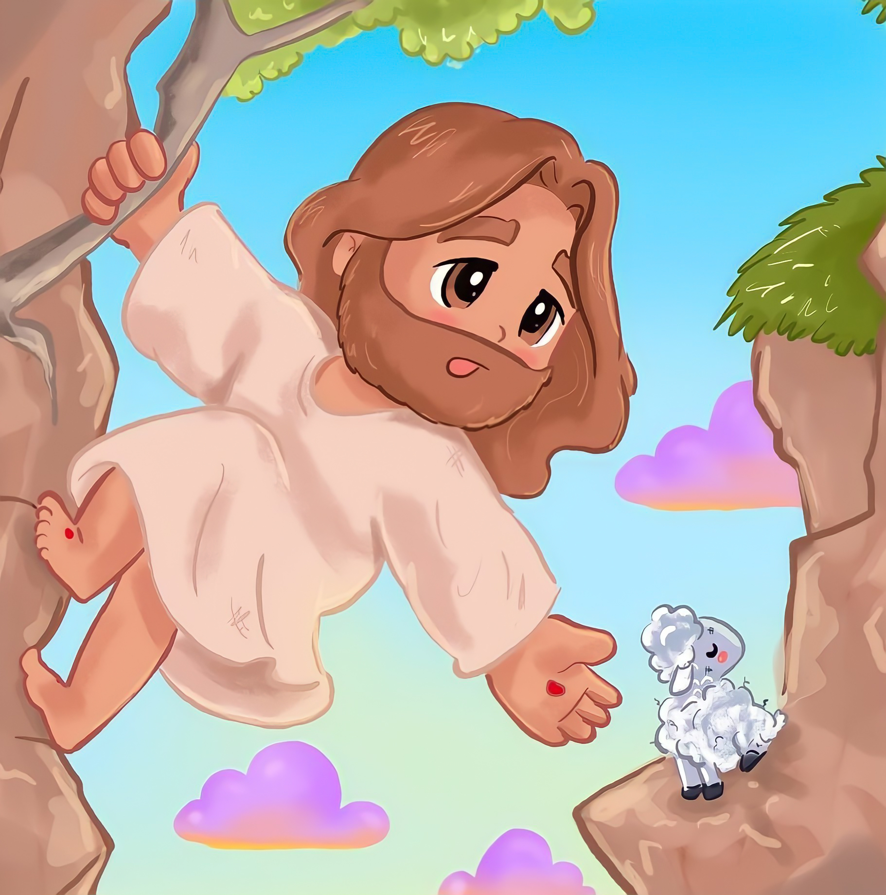 Jesus Saving a Sheep, Animated Wallpaper for Children