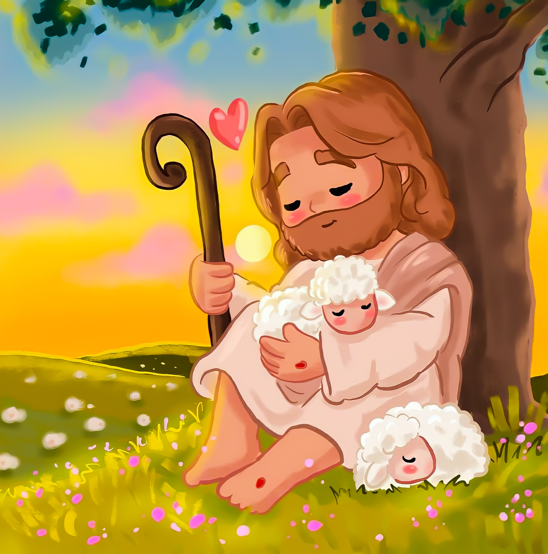 Jesus the Good Shepherd, Animated Wallpaper for Children