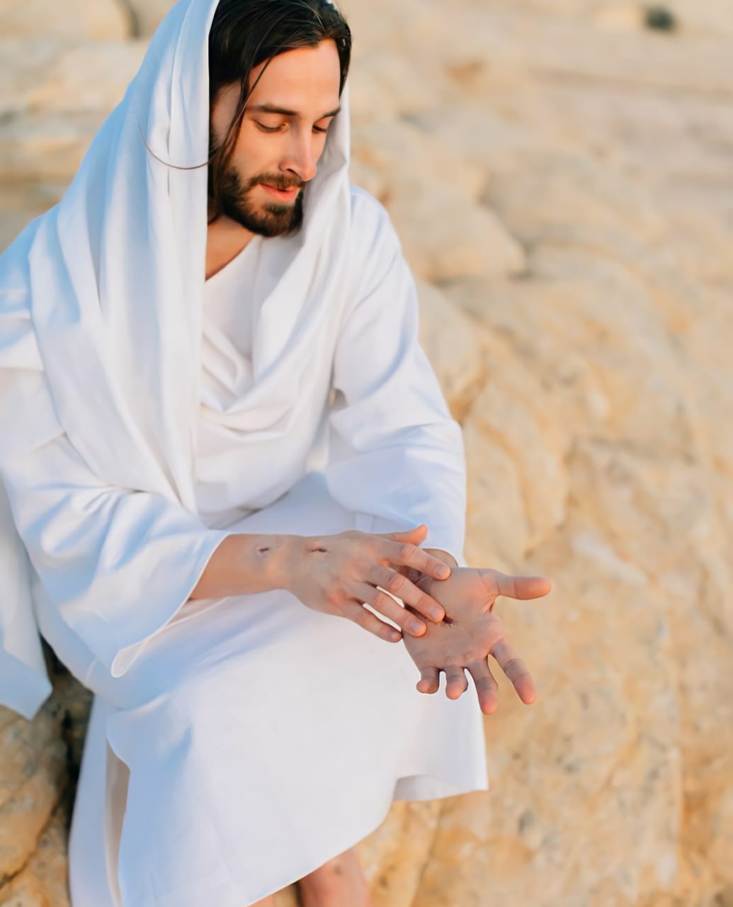Risen Lord Jesus Christ with Wounds on His Hands