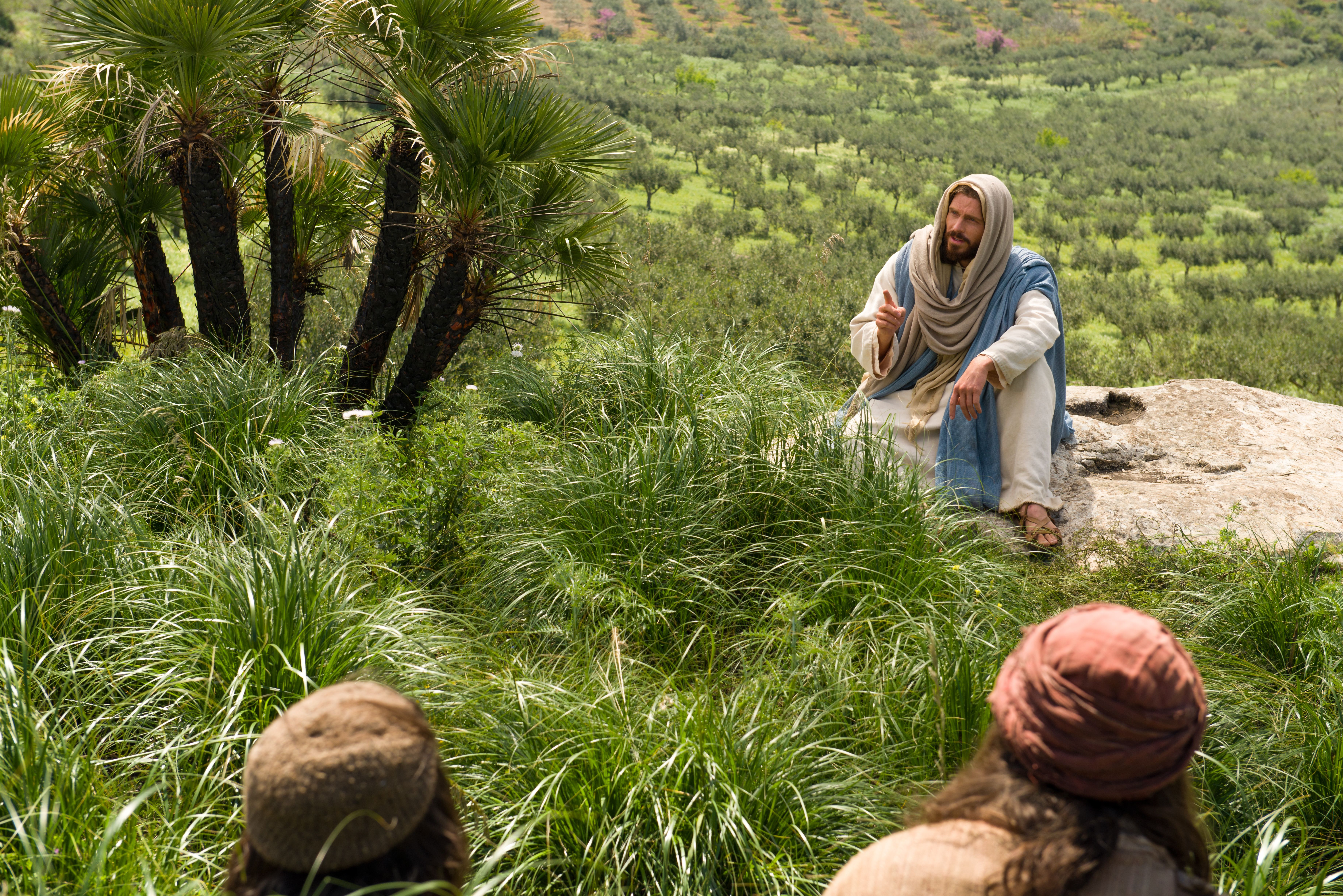 Jesus Teaching on the Rock Sitting