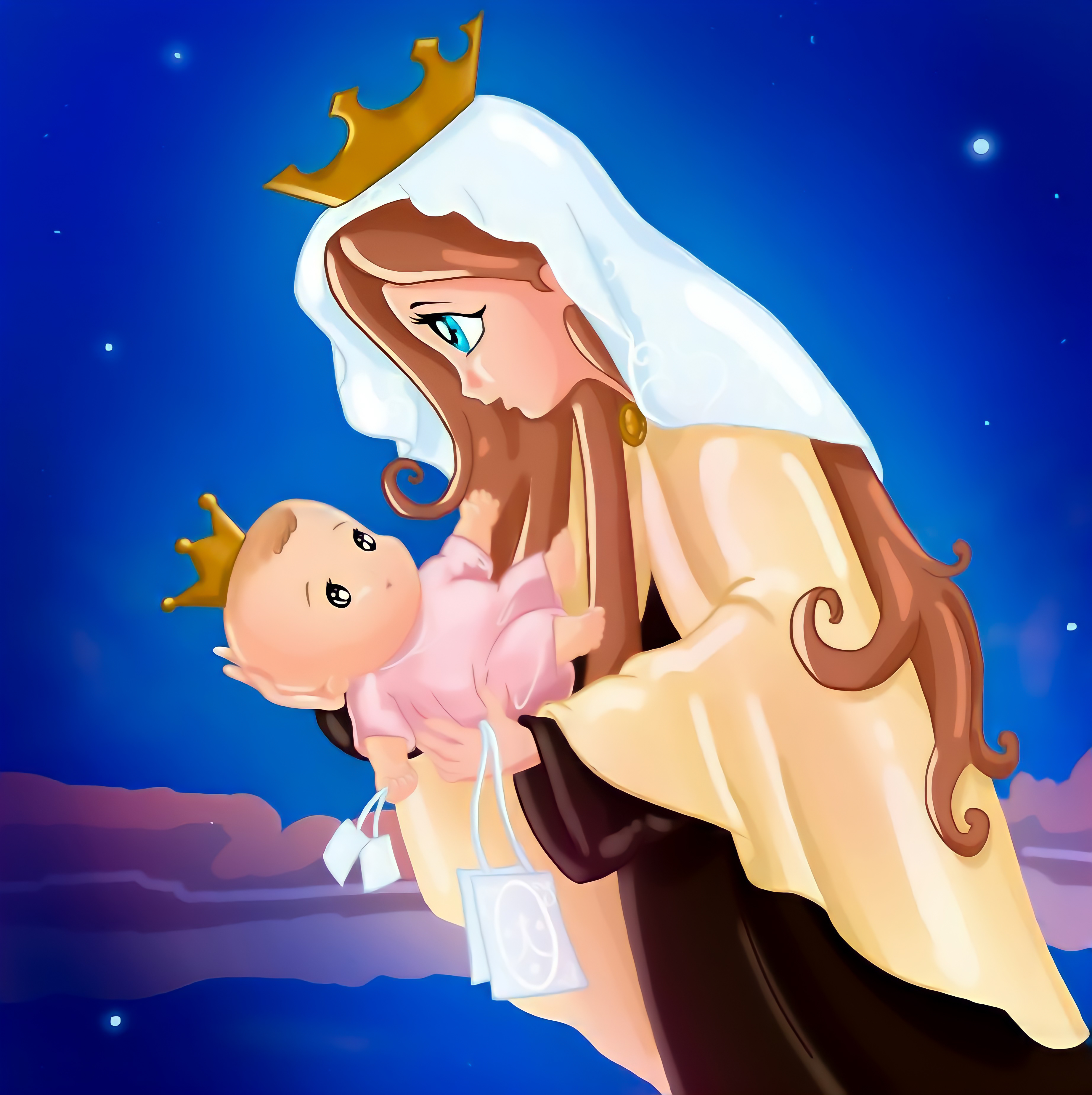 Mary of Mount Carmel Illustration Art