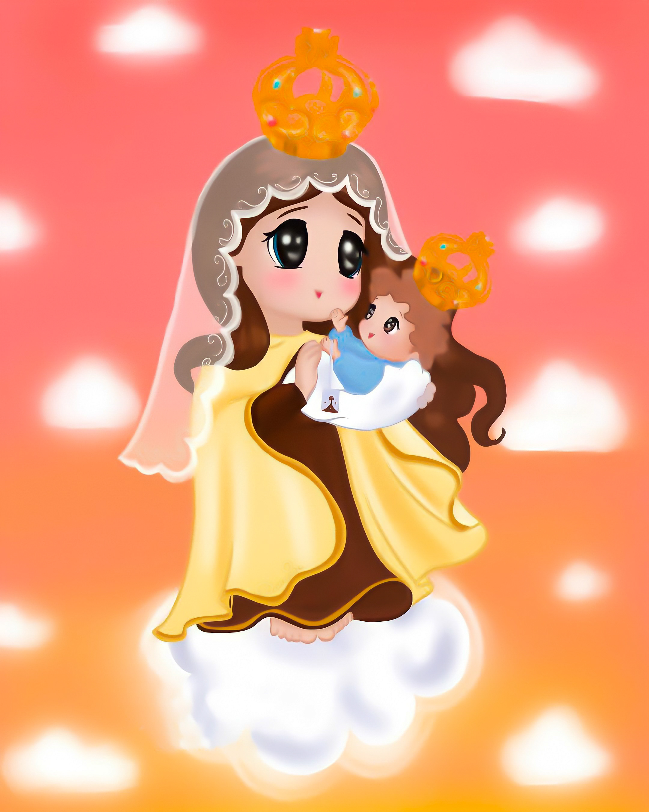 Mary of Mount Carmel Illustration Art HD