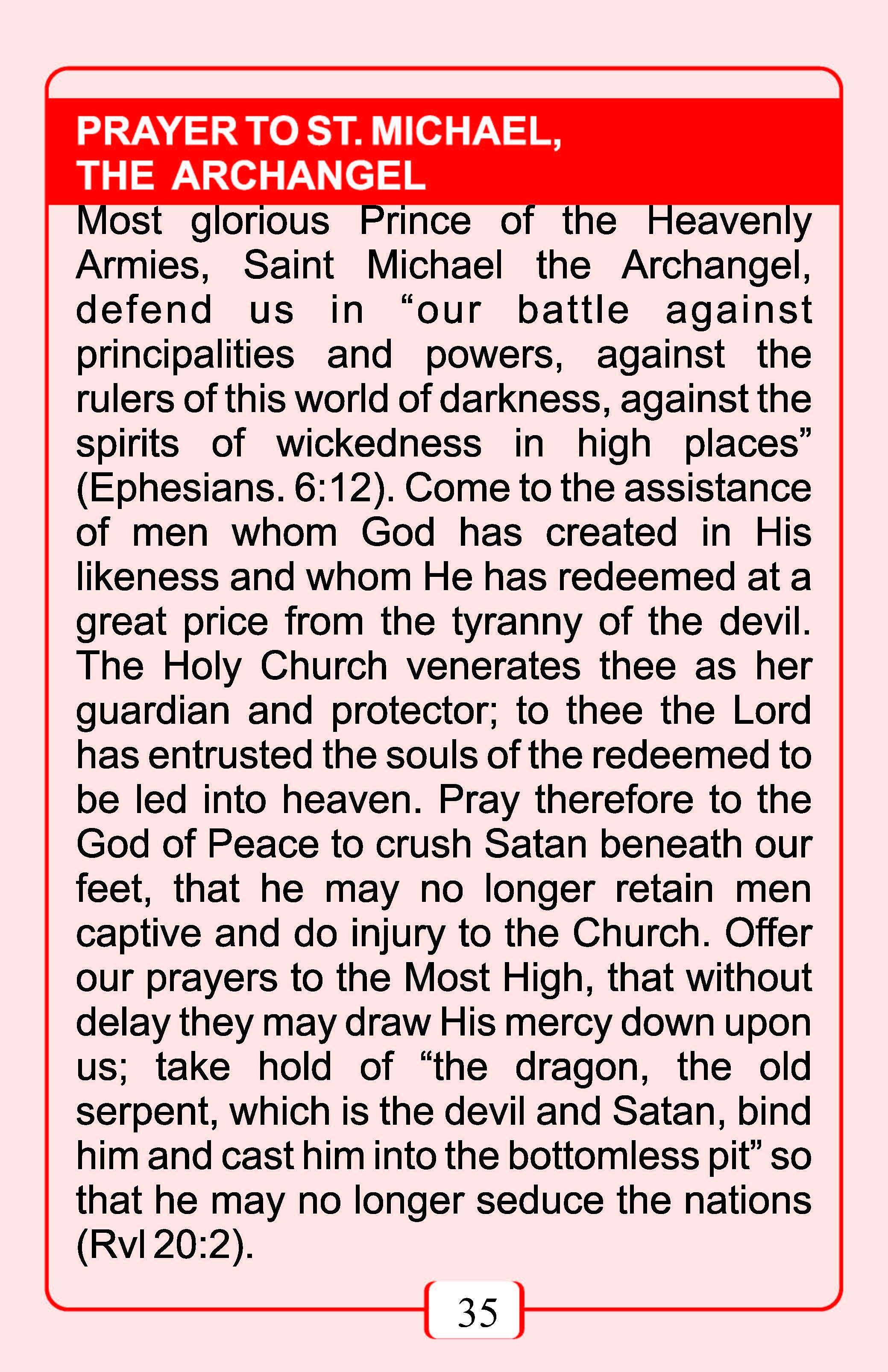 Prayer to St. Michael the Archangel