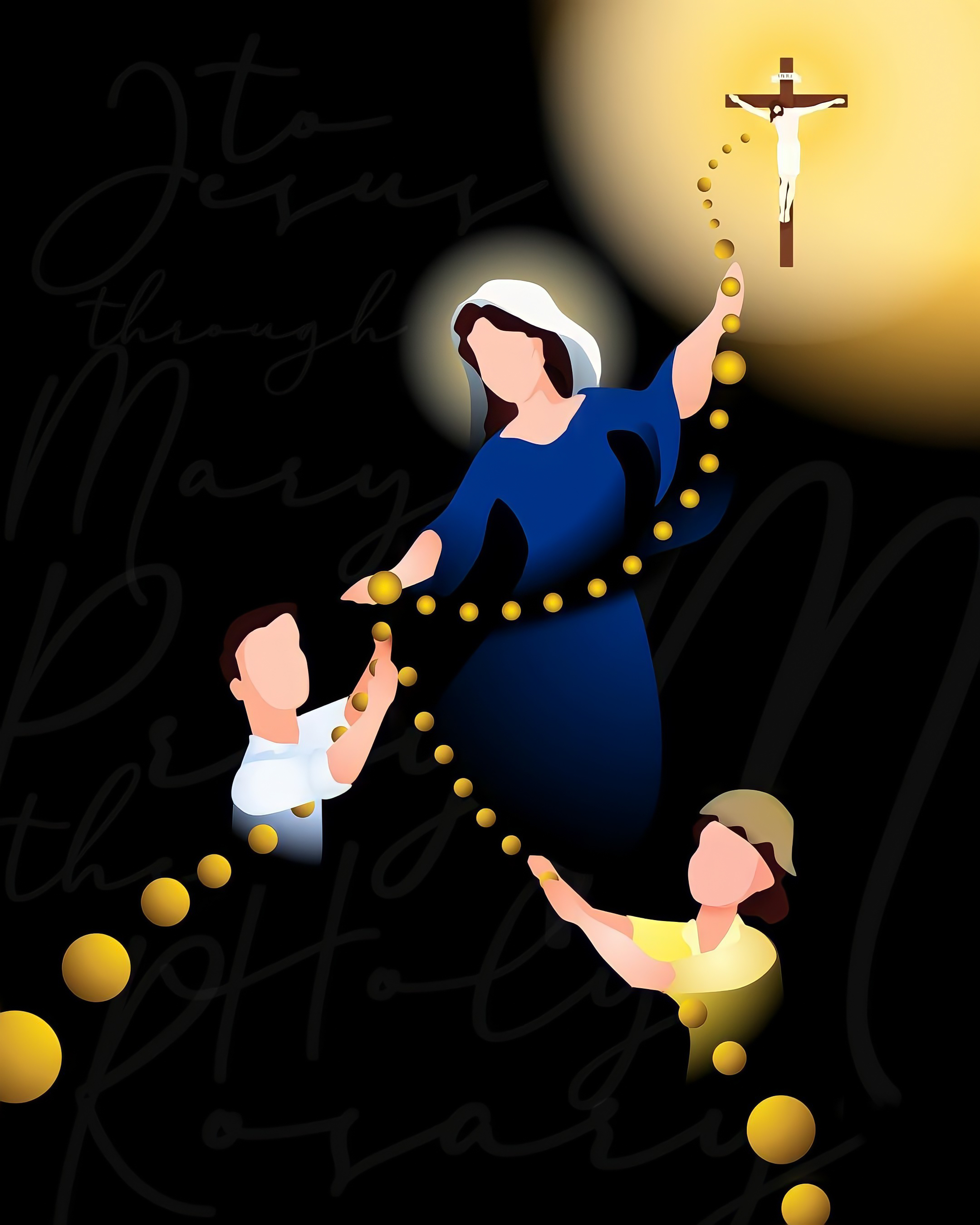 Holy Rosary, Marian Illustration