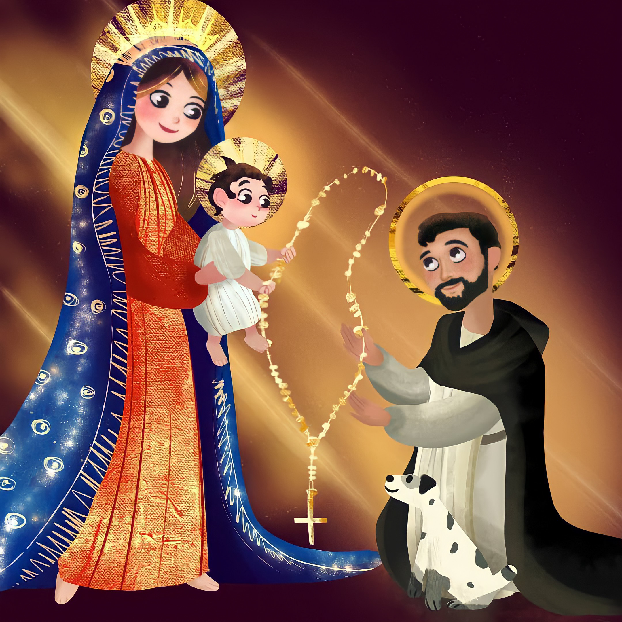 Our Lady of Rosary and St. Dominic, Illustration HD