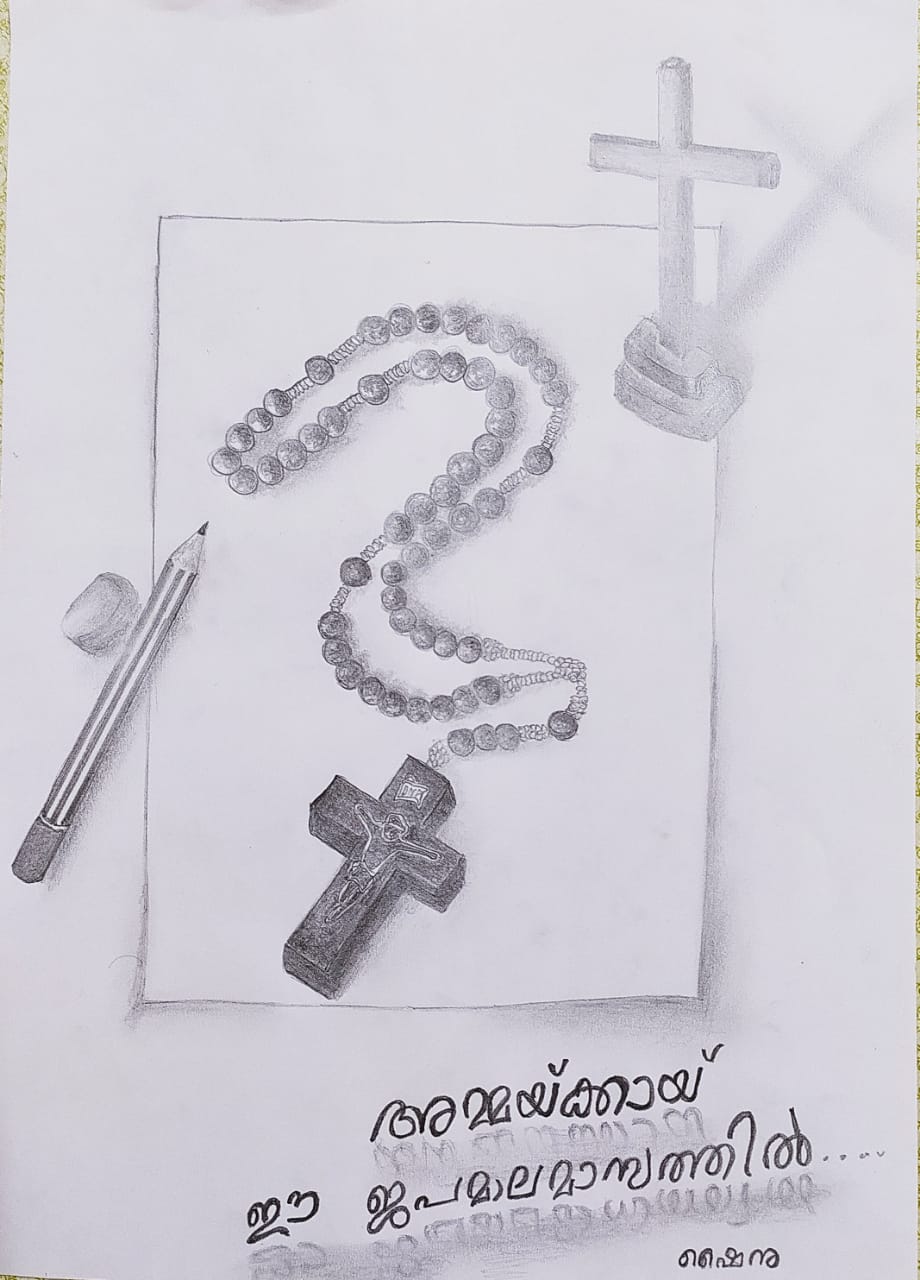 Pencil Drawing by Shynu on Rosary Month