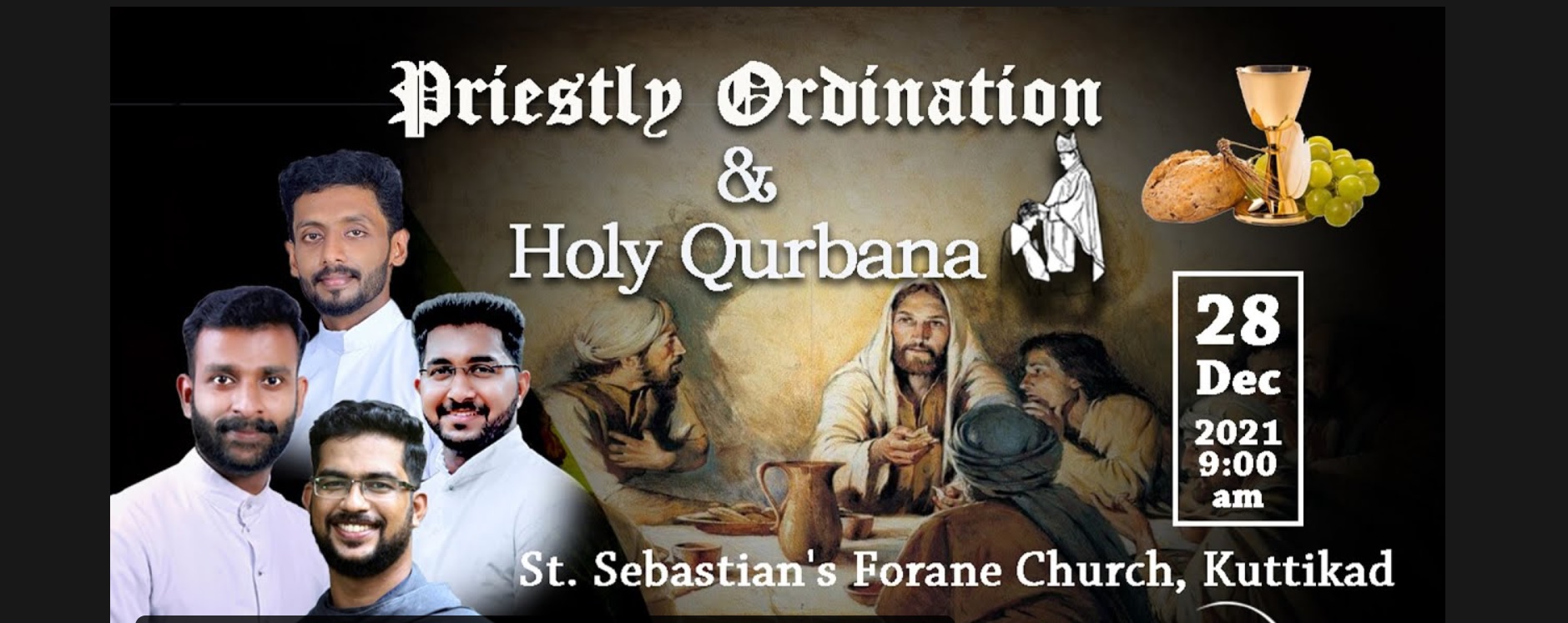 Priestly Ordination & First Holy Qurbana of Dns. Mejin, Vigil, Robin, Jijo at St. Sebastian’s Forane Church Kuttikad Live