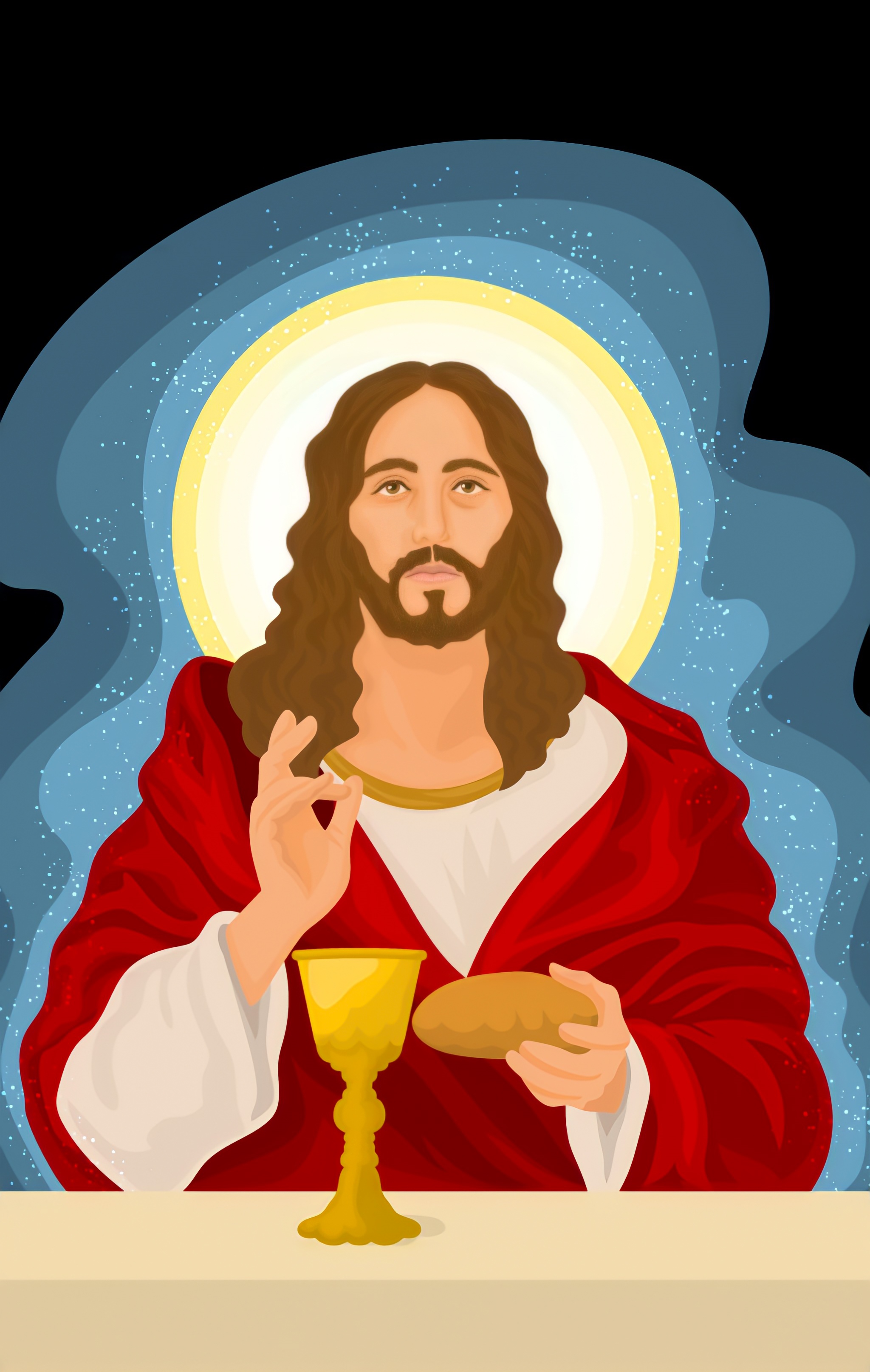 Jesus breaking the Bread, Illustration HD