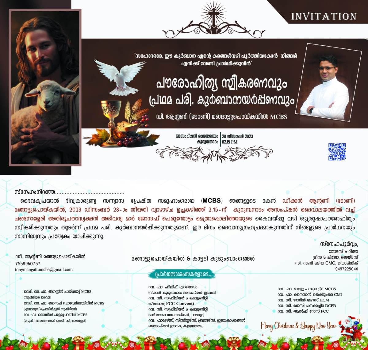 Priestly Ordination of Dn Tony Mangattupoikayil MCBS