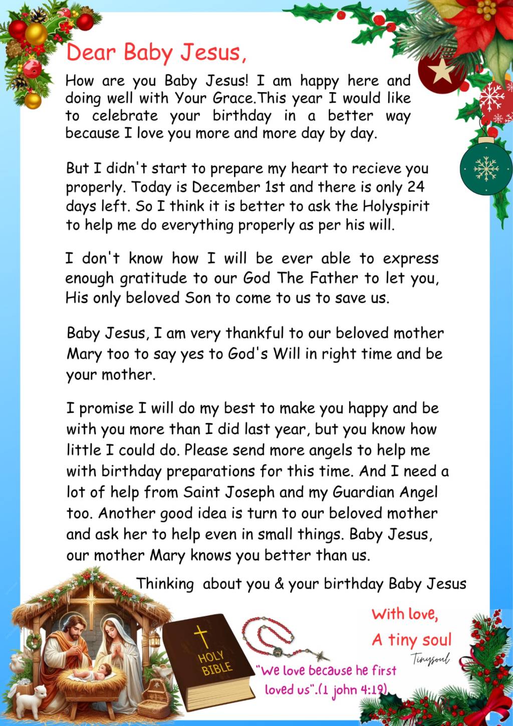 Letter to Baby Jesus