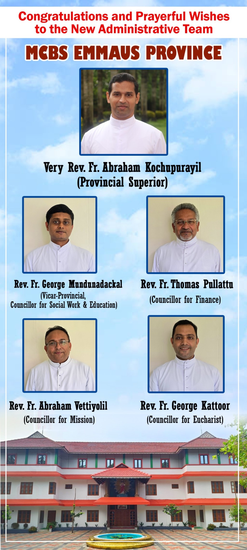 Administrative Team 2025, MCBS Emmaus Province,&nbsp;Kottayam