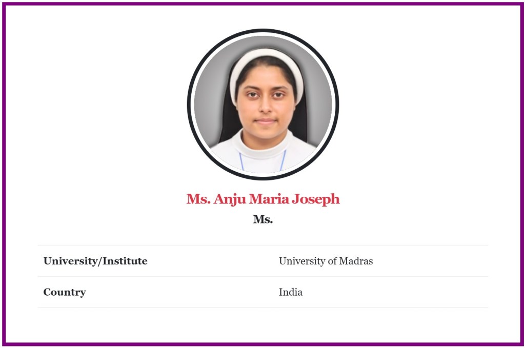 ജിയോളജിയിൽ യങ് റിസർചർ അവാർഡ് നേടിയ കത്തോലിക്ക&nbsp;സന്യാസിനി